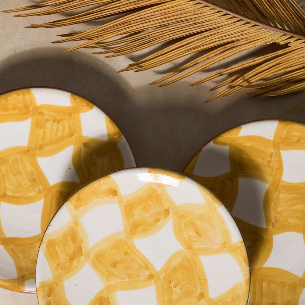 Mustard Chequered Fez Plate