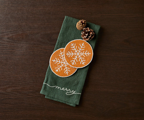 Handmade Beaded Holiday Coaster – Christmas Table Decor