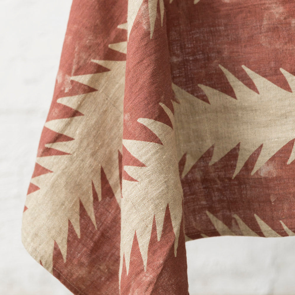 Natural Linen Atria Double Red Tablecloth