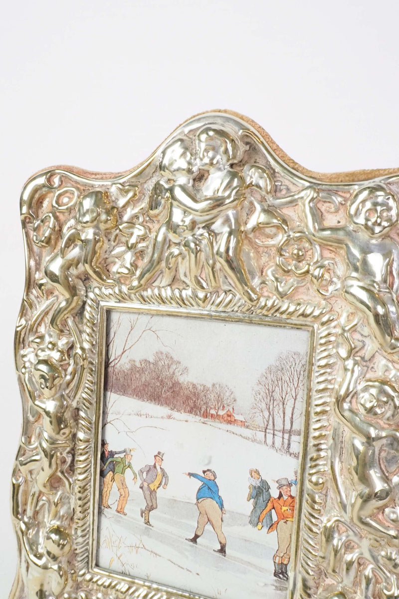 Antique Cherub Silver Plate Frame