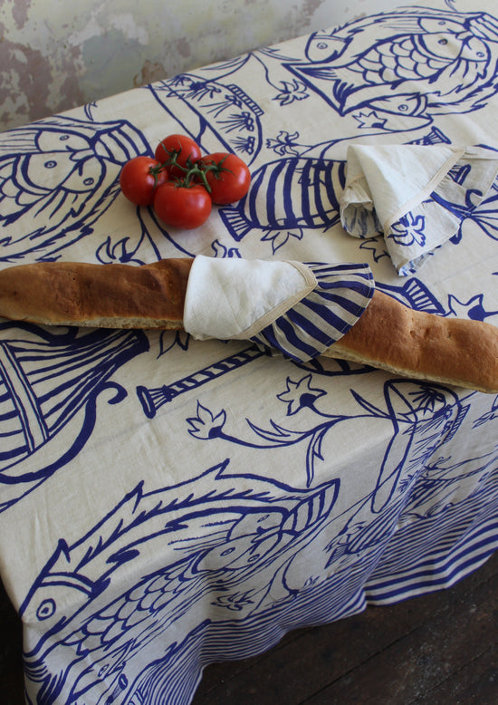 Cobalt Candy Stripe Napkin - Set of 2