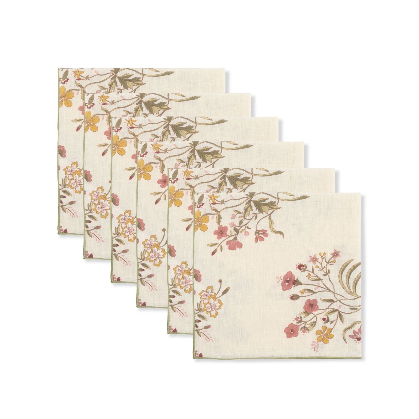 Set of Scarlet Flax & Field Flowers Printed Napkins