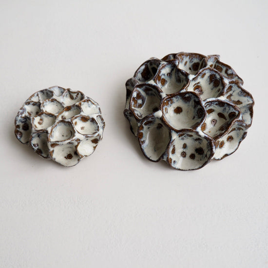 Handmade Pottery Textural Sculptures Brown and Cream