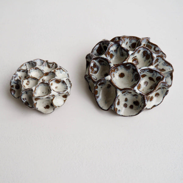Handmade Pottery Textural Sculptures Brown and Cream