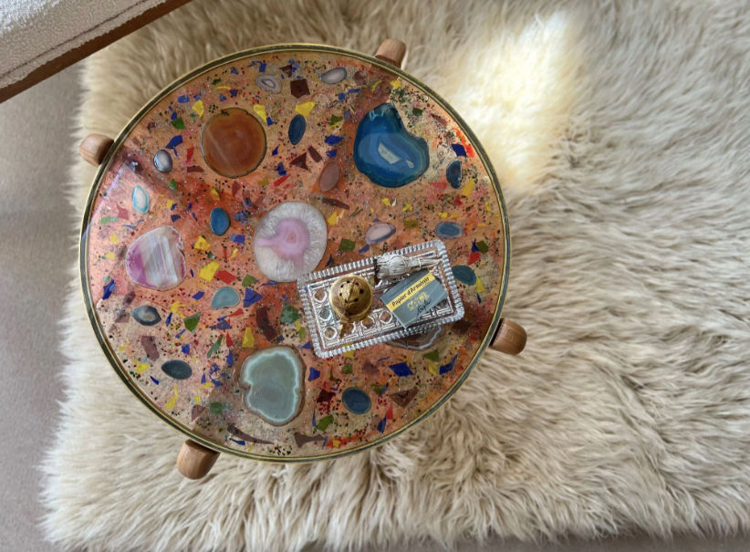 Agate Kaleidoscope Glass Table