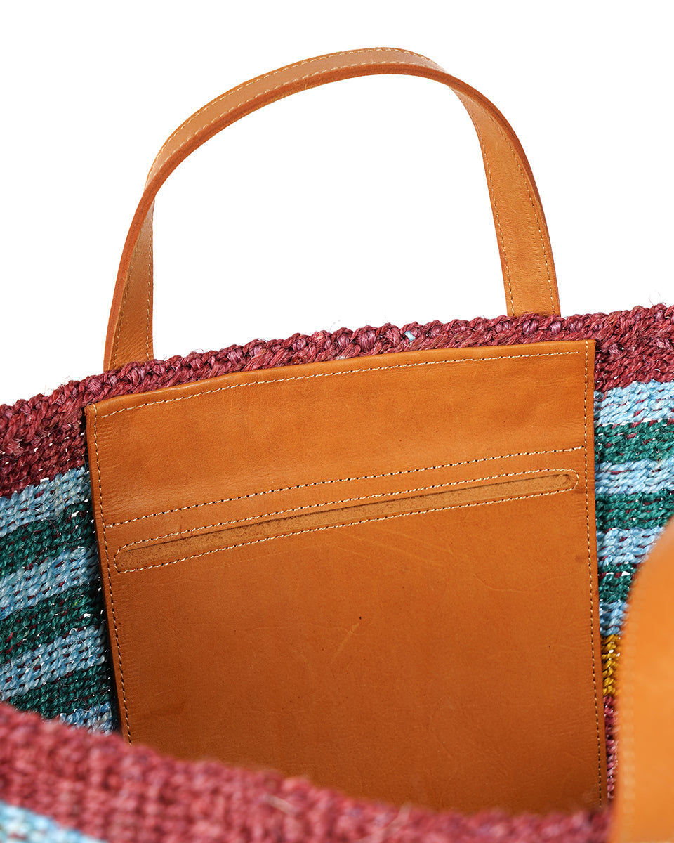BINAFSI: Sports Luxe Multi-Tone Patterned Sisal Shopper