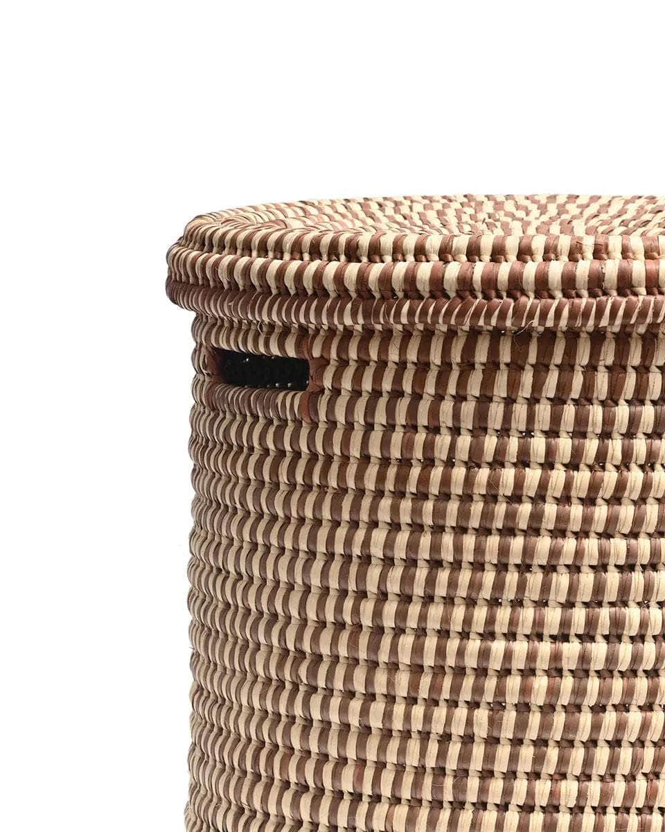 DHIDI: Mocha Checked Laundry Basket