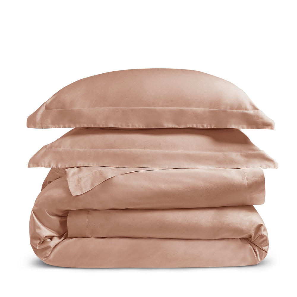 Luxury Organic Cotton Clay Pink Edged Bedding Set