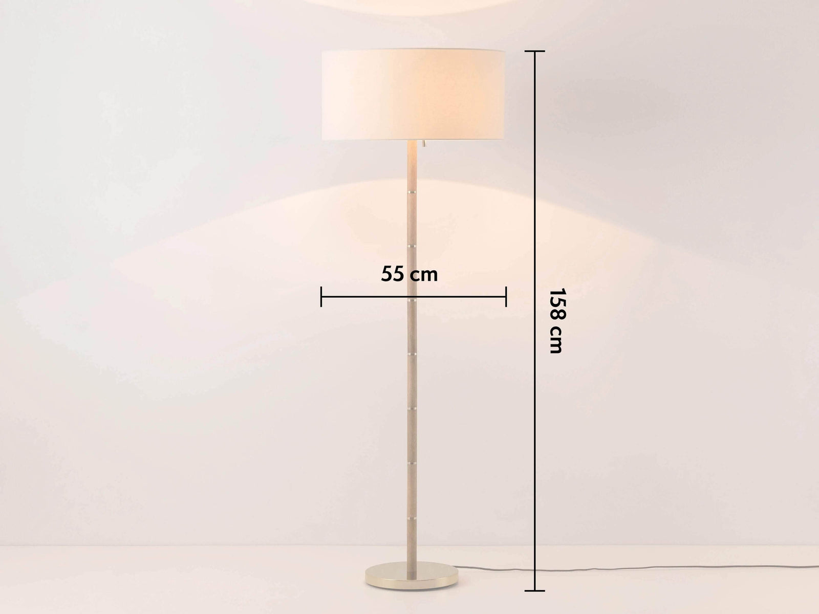 Wood & Brass Disk Floor Lamp