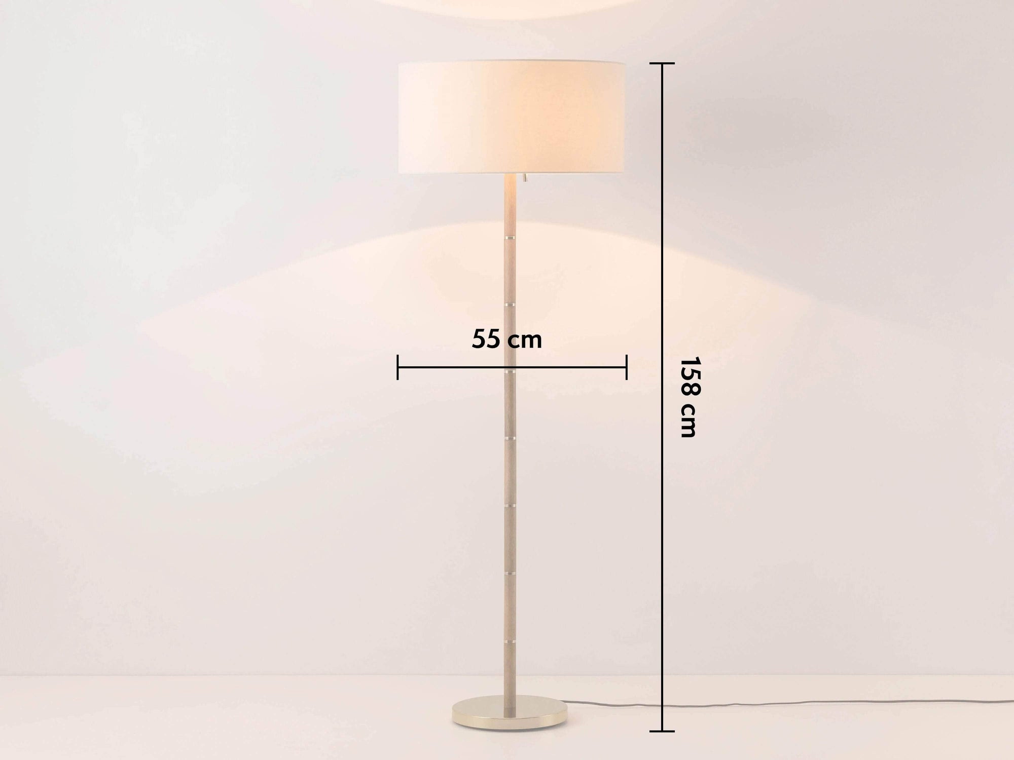 Wood & Brass Disk Floor Lamp