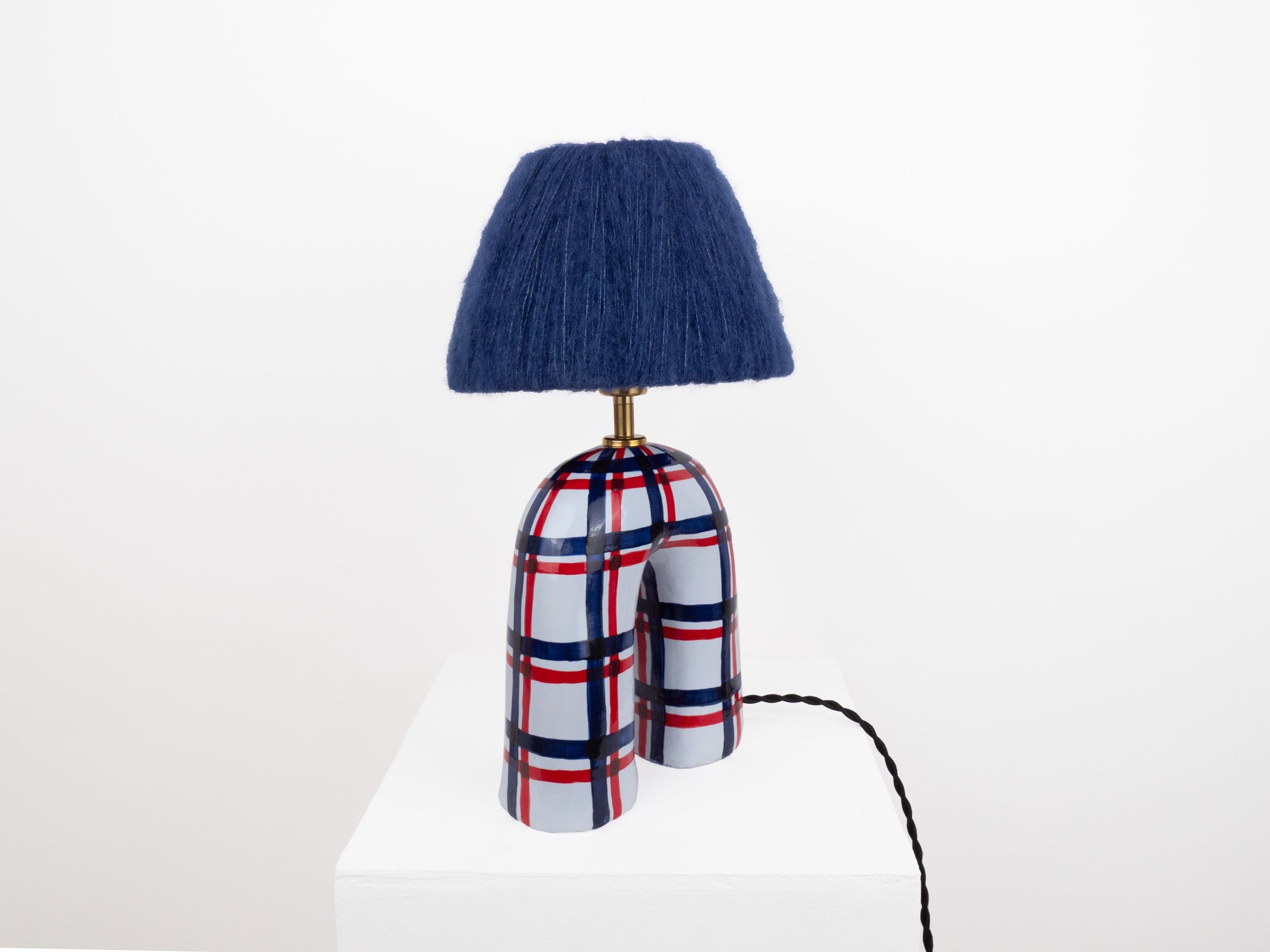 'You' Table Lamp - Blue Gingham