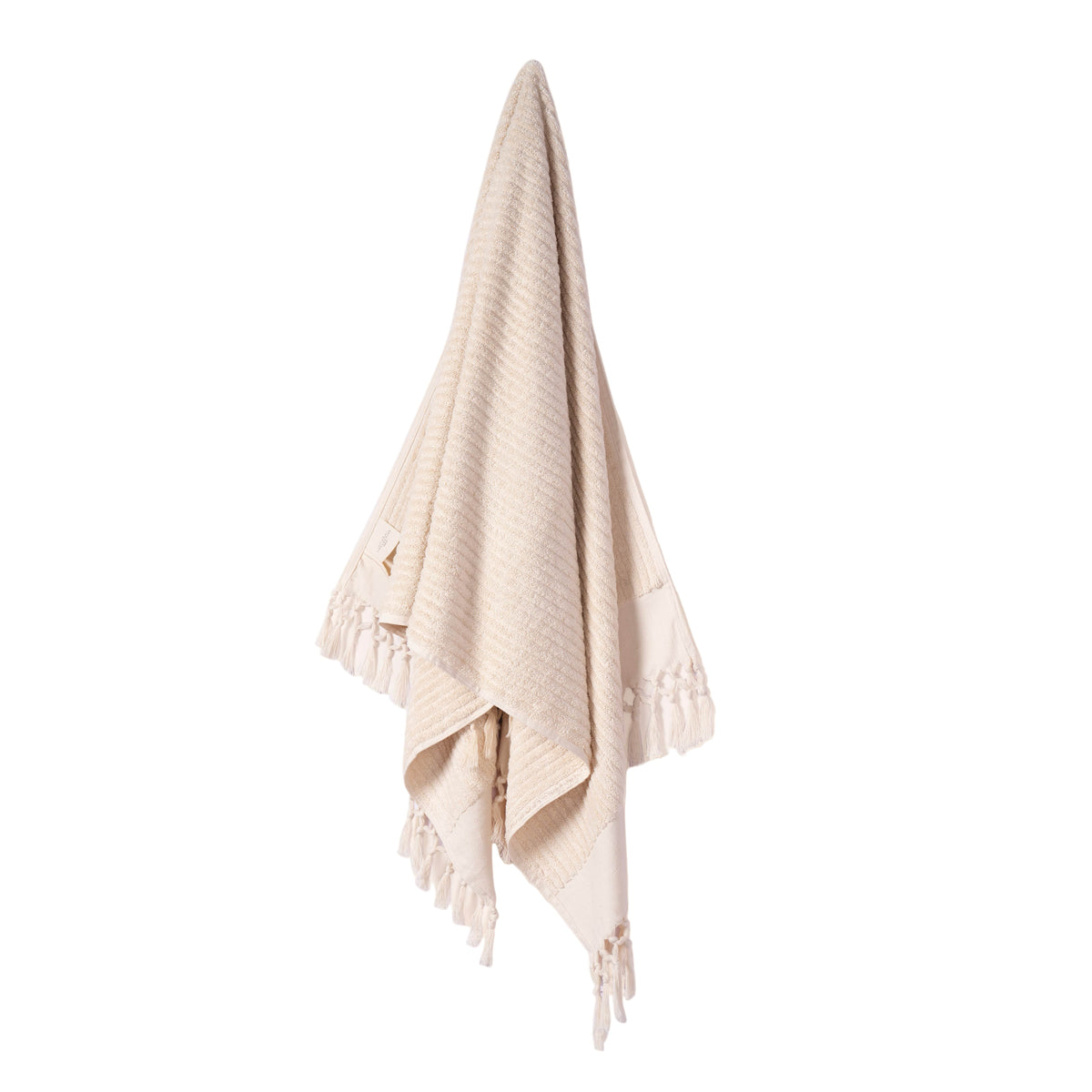Plush & Bare Striped Pure Cotton King Bath Towel In Cream