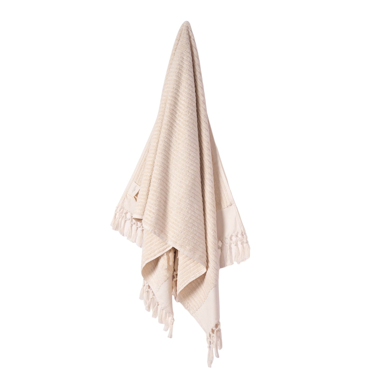 Plush & Bare Striped Pure Cotton King Bath Towel In Cream