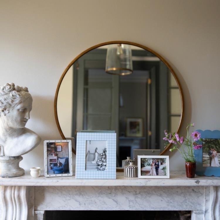 Blue Gingham Lacquer Photo Frame