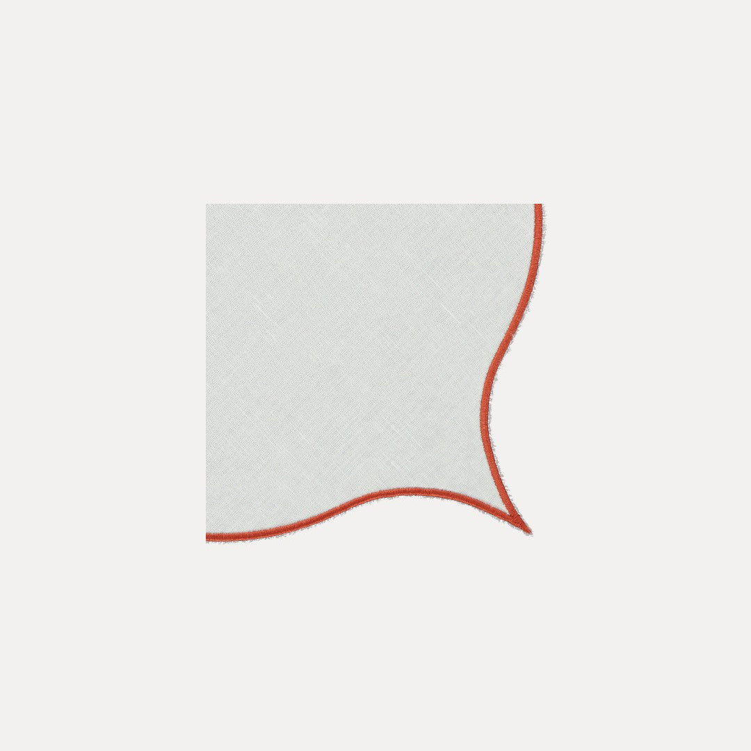 Leme Napkin, White with Terracotta and Blue