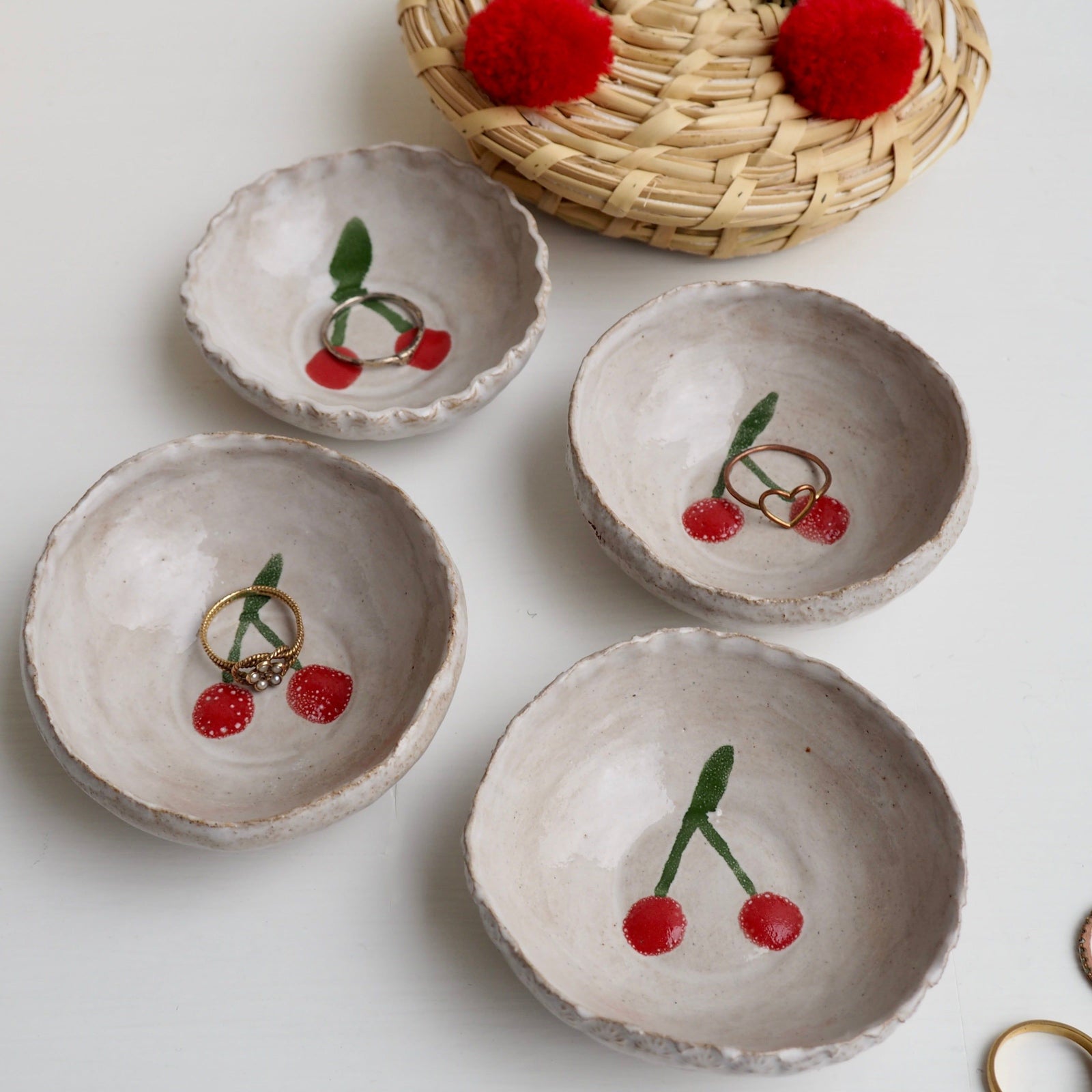 Mini Cherry Ceramic Ring or Condiment Dish