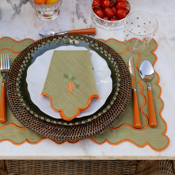 Wavy Placemat, Green with Orange