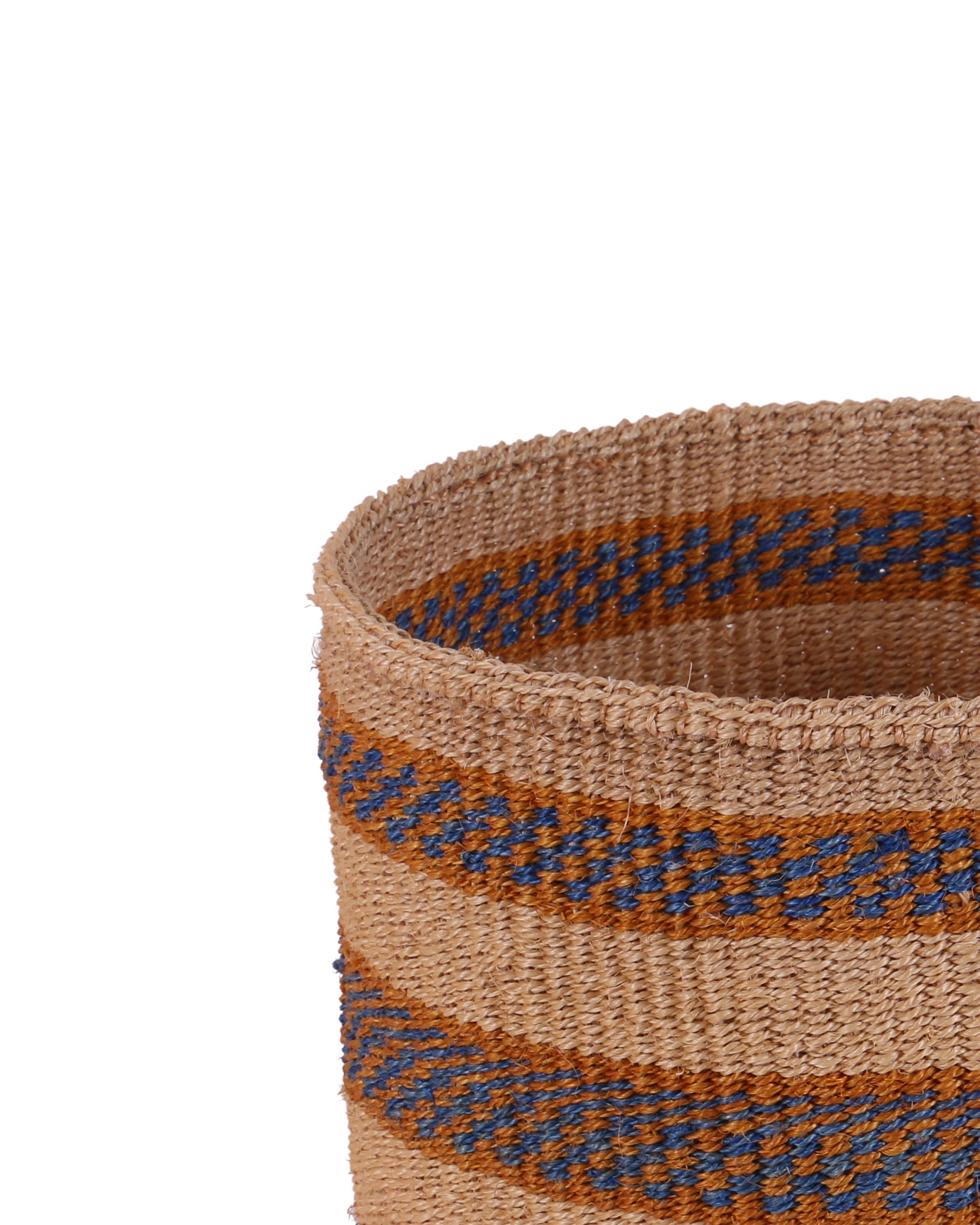 MBAVU: Medium Blue and Gold Sisal Basket