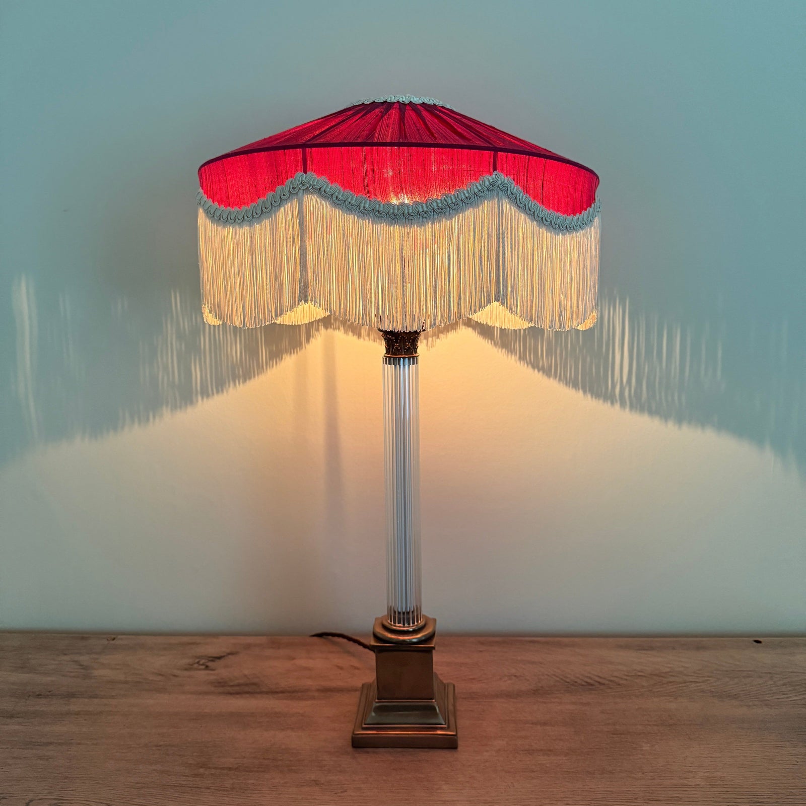 The Peggy Silk Fringed Lampshade - Burgundy