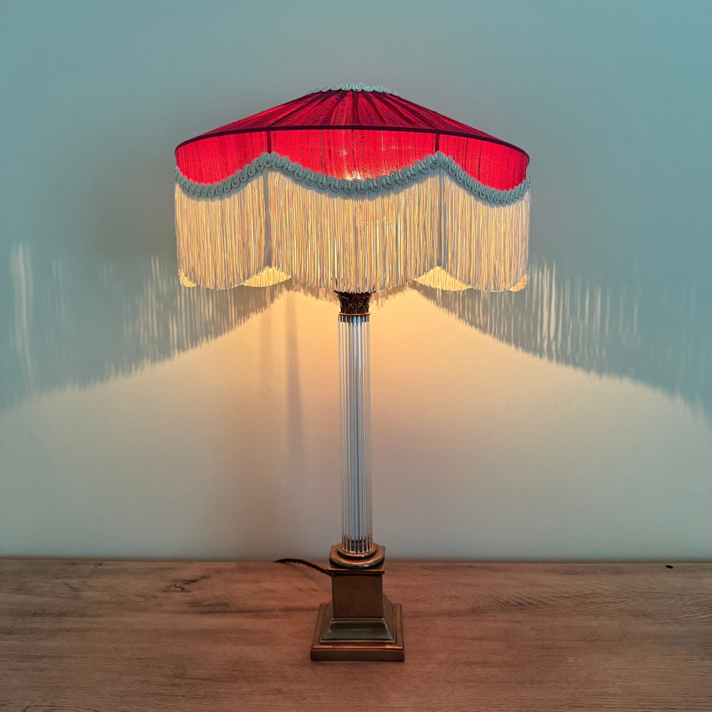 The Peggy Silk Fringed Lampshade - Burgundy