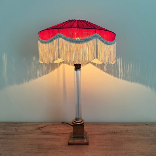 The Peggy Silk Fringed Lampshade - Burgundy