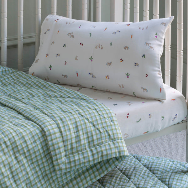 Quilted Cotbed Bedspread  - Greenhouse Gingham