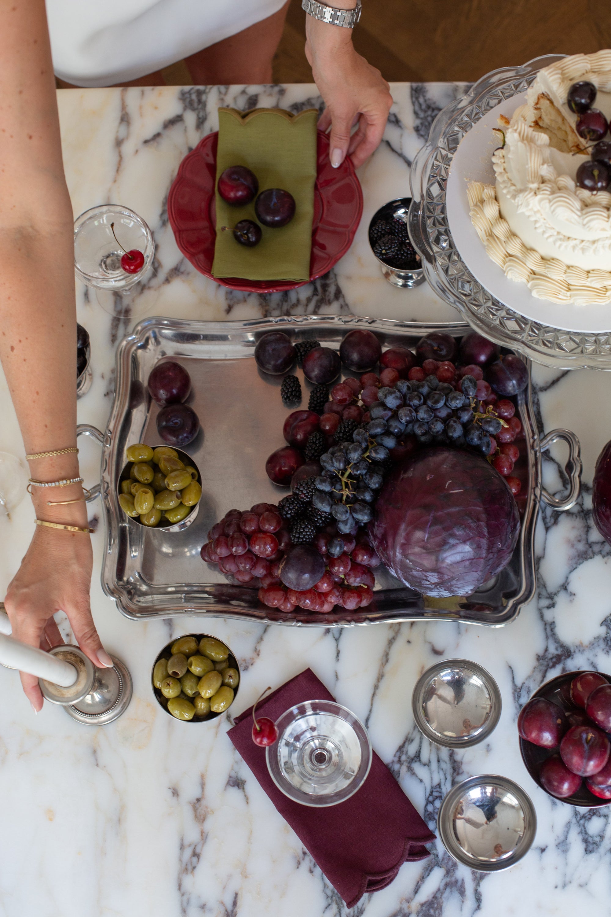 Scallop Linen Napkins Olive - Set of 2