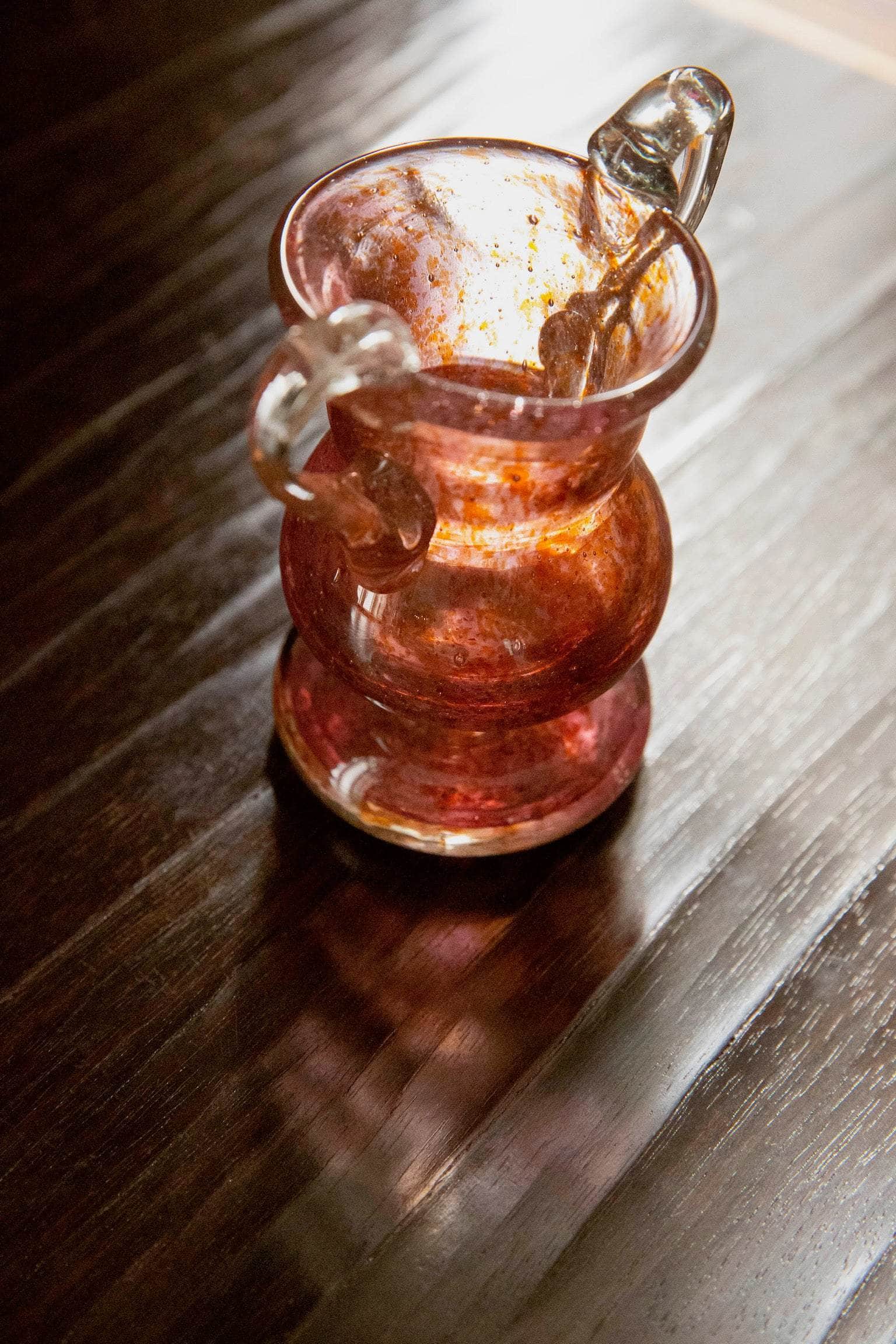 Blown Glass Amphora Vase, Slim, Rose and Amber