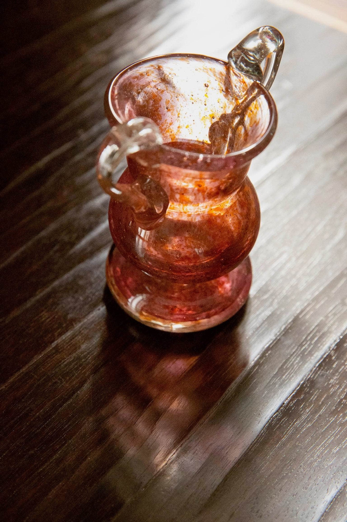 Blown Glass Amphora Vase, Slim, Rose and Amber