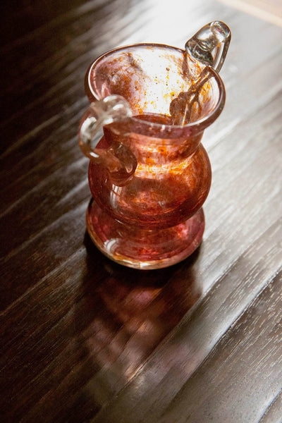 Blown Glass Amphora Vase, Slim, Rose and Amber