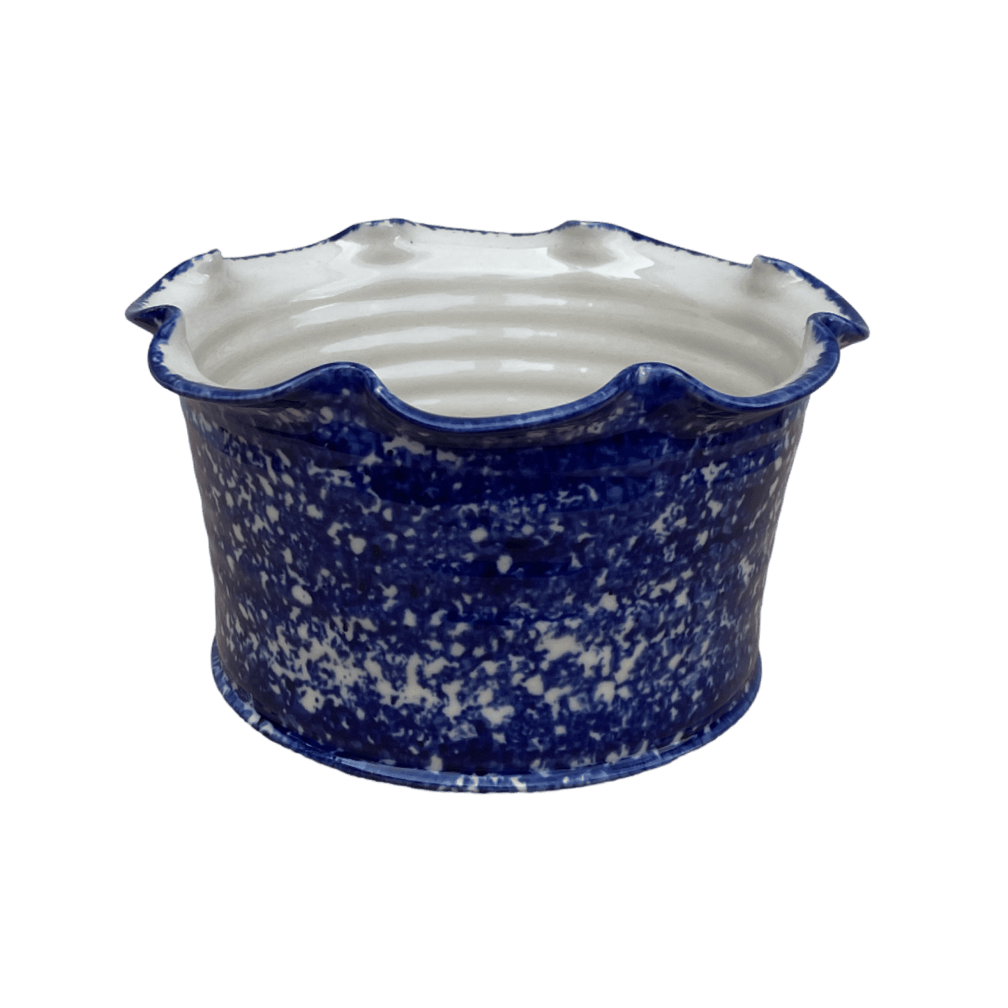 Frilly Dog Bowl - Sponged Cobalt