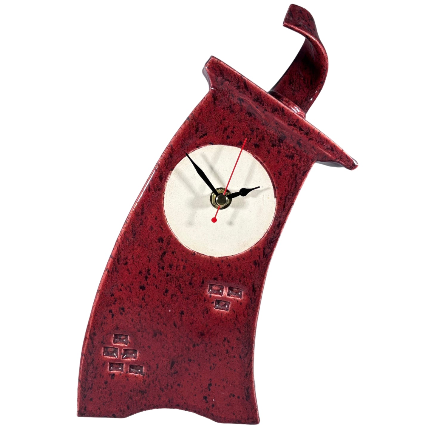 Ceramic Mantel Clock - Speckled Red