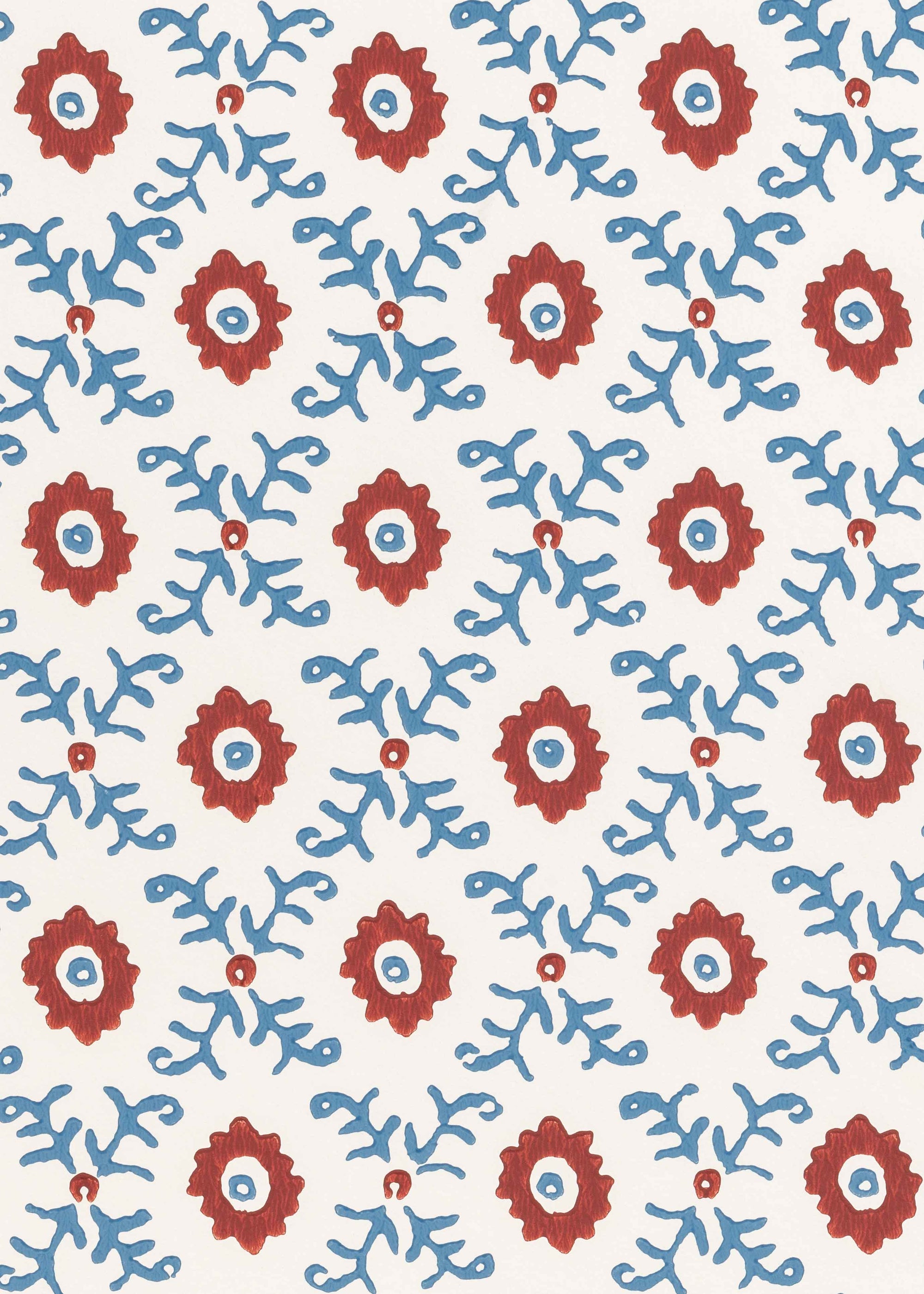 Folk Flower Lampshade - Red / Blue