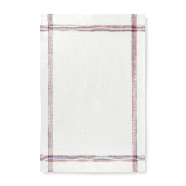 Set of 3 Kitchen Towels in French Red & Blue