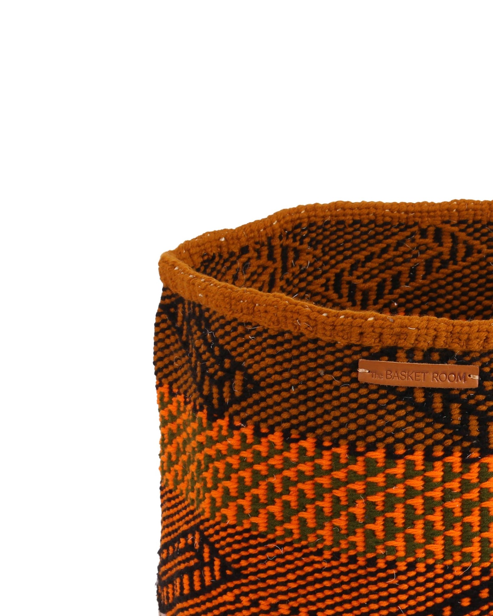 VUNJA: Large Orange, Black and Blue Wool Basket