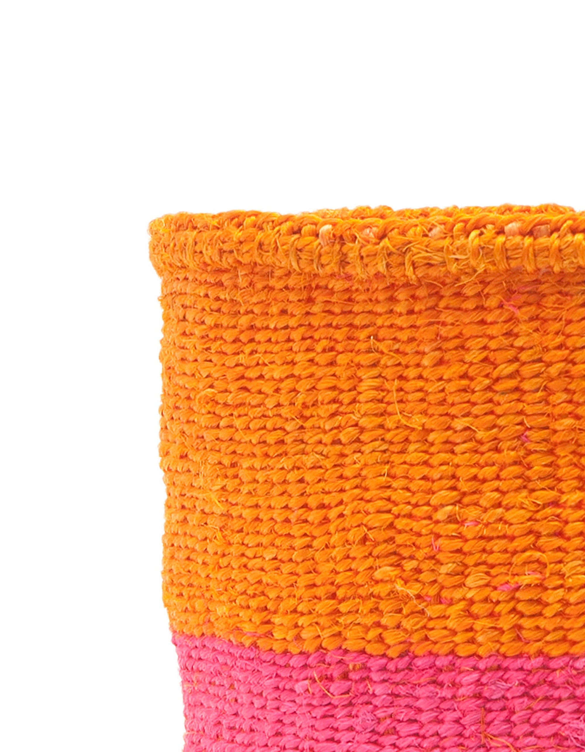 KALI: Orange & Neon Pink Duo Colour Block Woven Basket