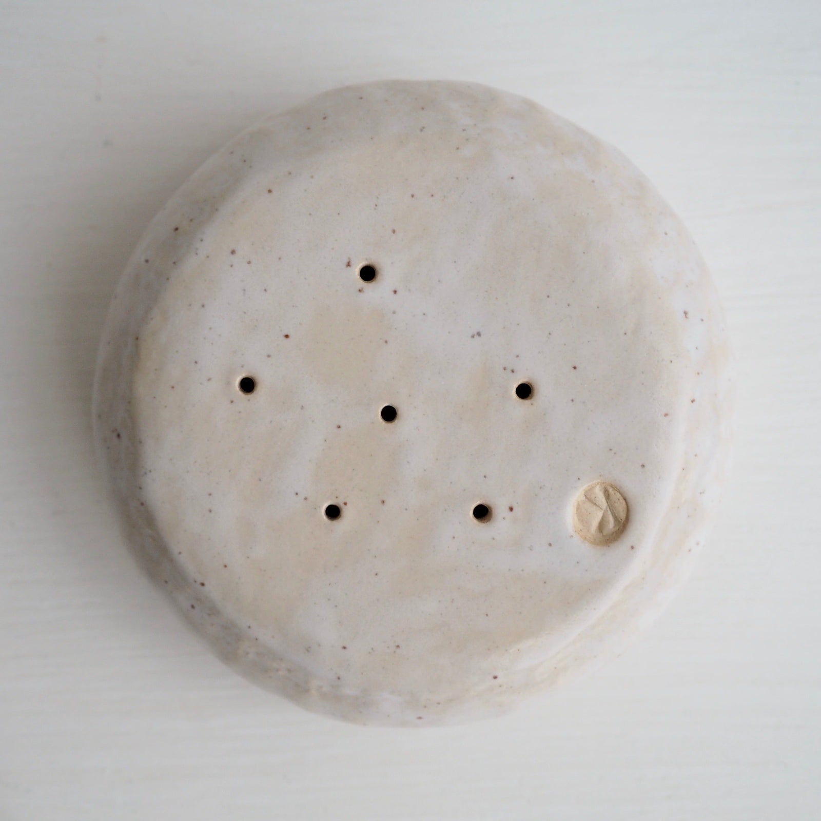 Handmade Grey and White Ceramic Soap Dish