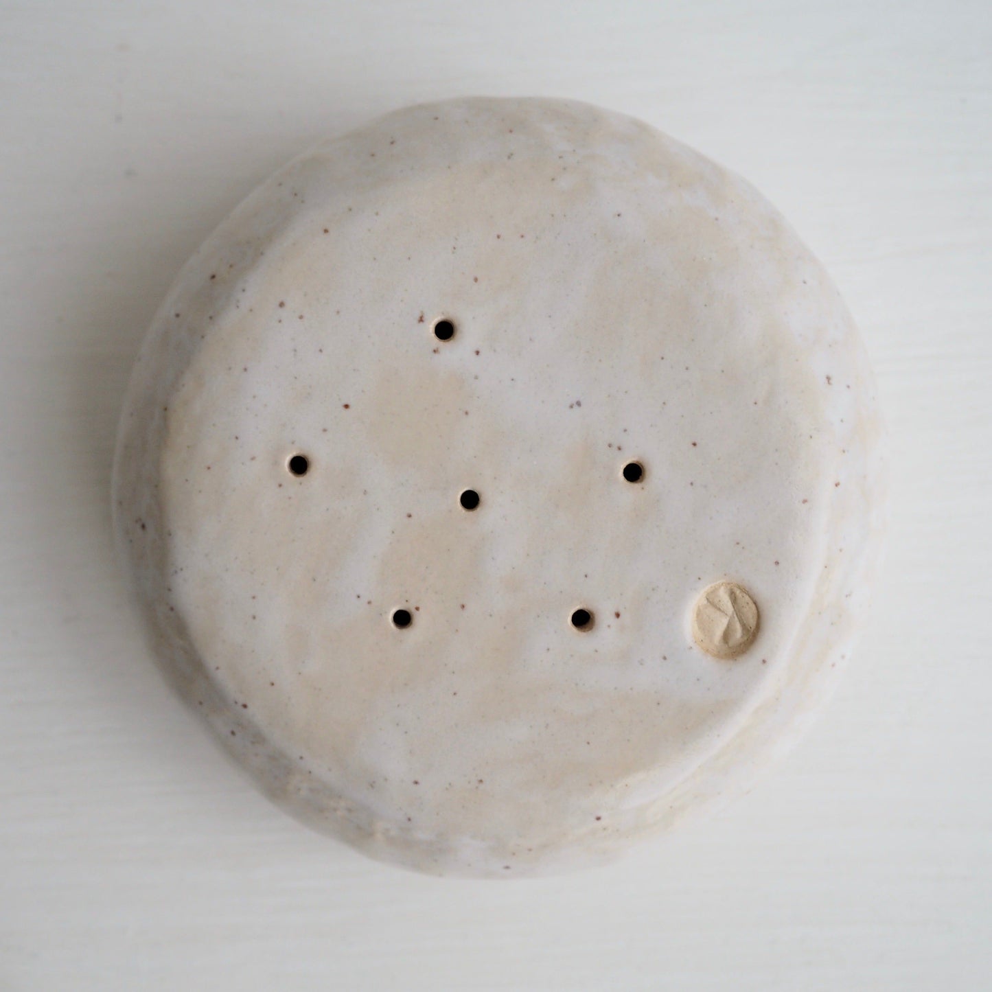 Handmade Grey and White Ceramic Soap Dish