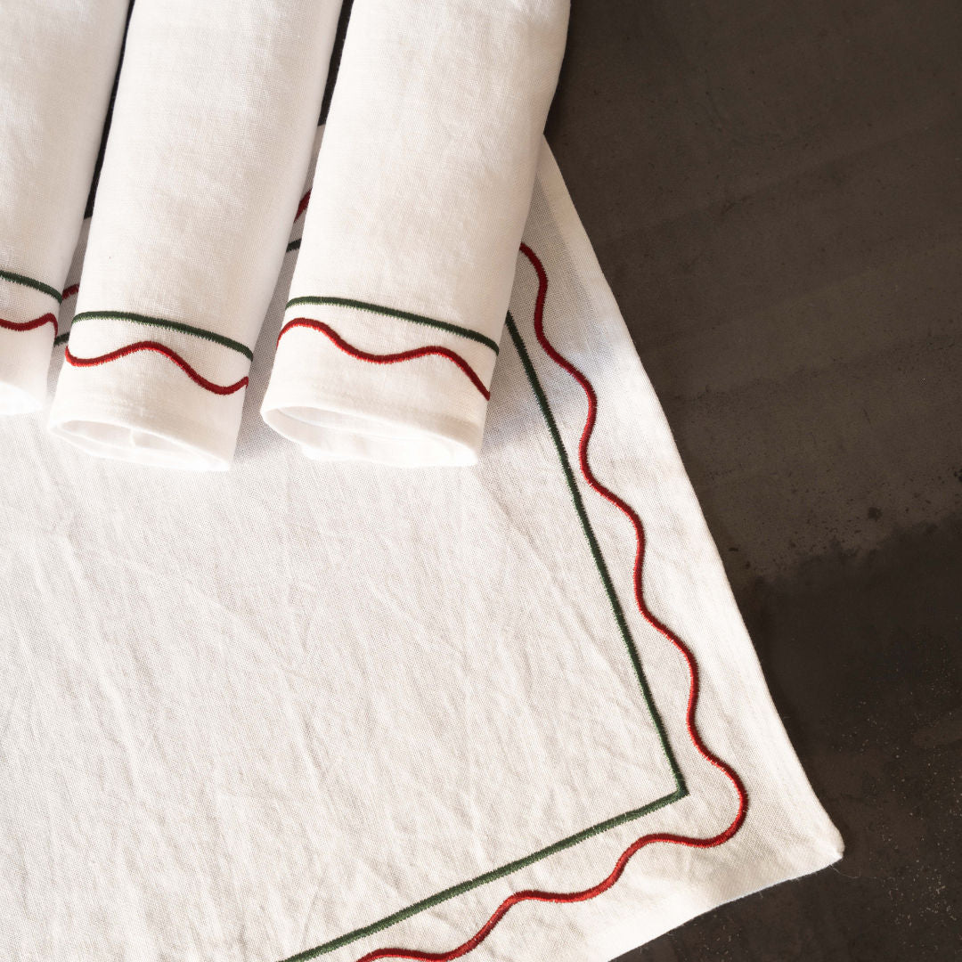 Set of 4 Miró Placemats – Burgundy/Green