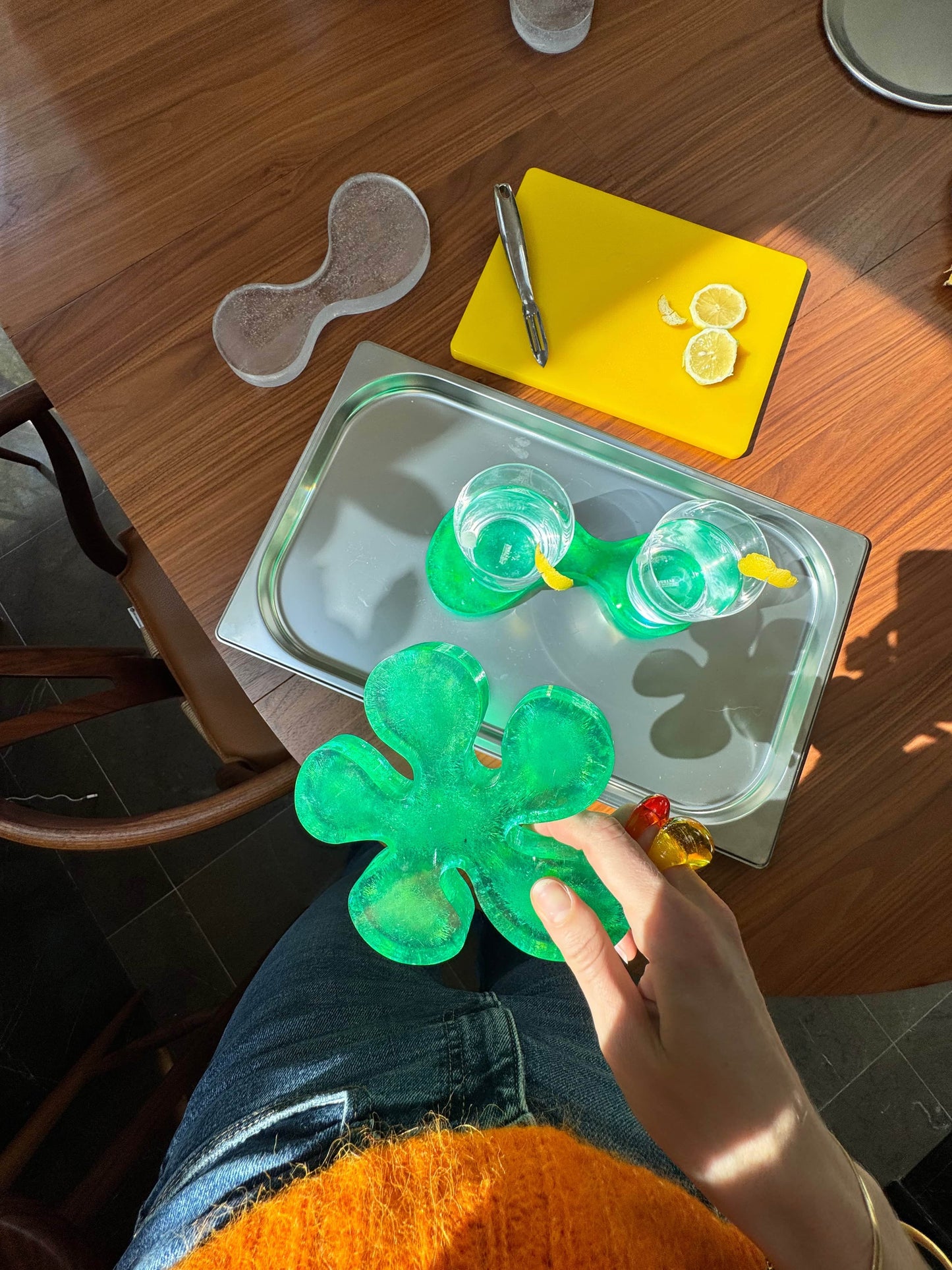 The 2 Drinks Coaster in Green Recycled Plastic