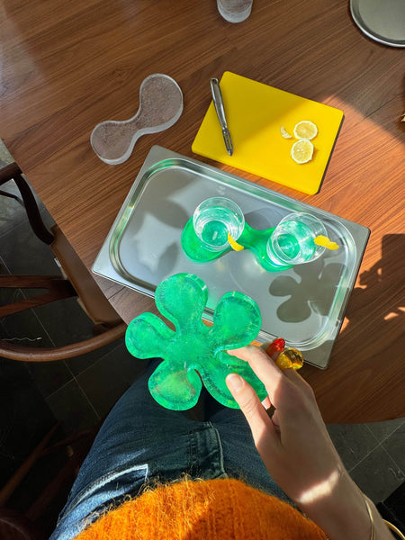The 2 Drinks Coaster in Green Recycled Plastic
