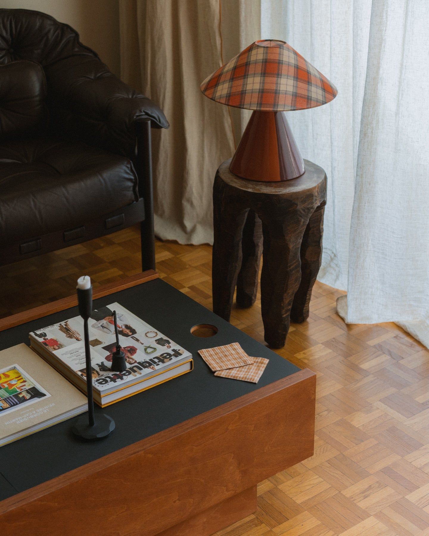 Caterina Cognac Tartan Table Lamp