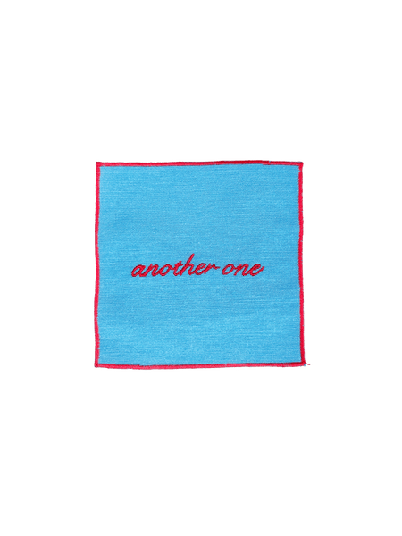 Set of 4 Cocktail Napkins - Light Blue and Red