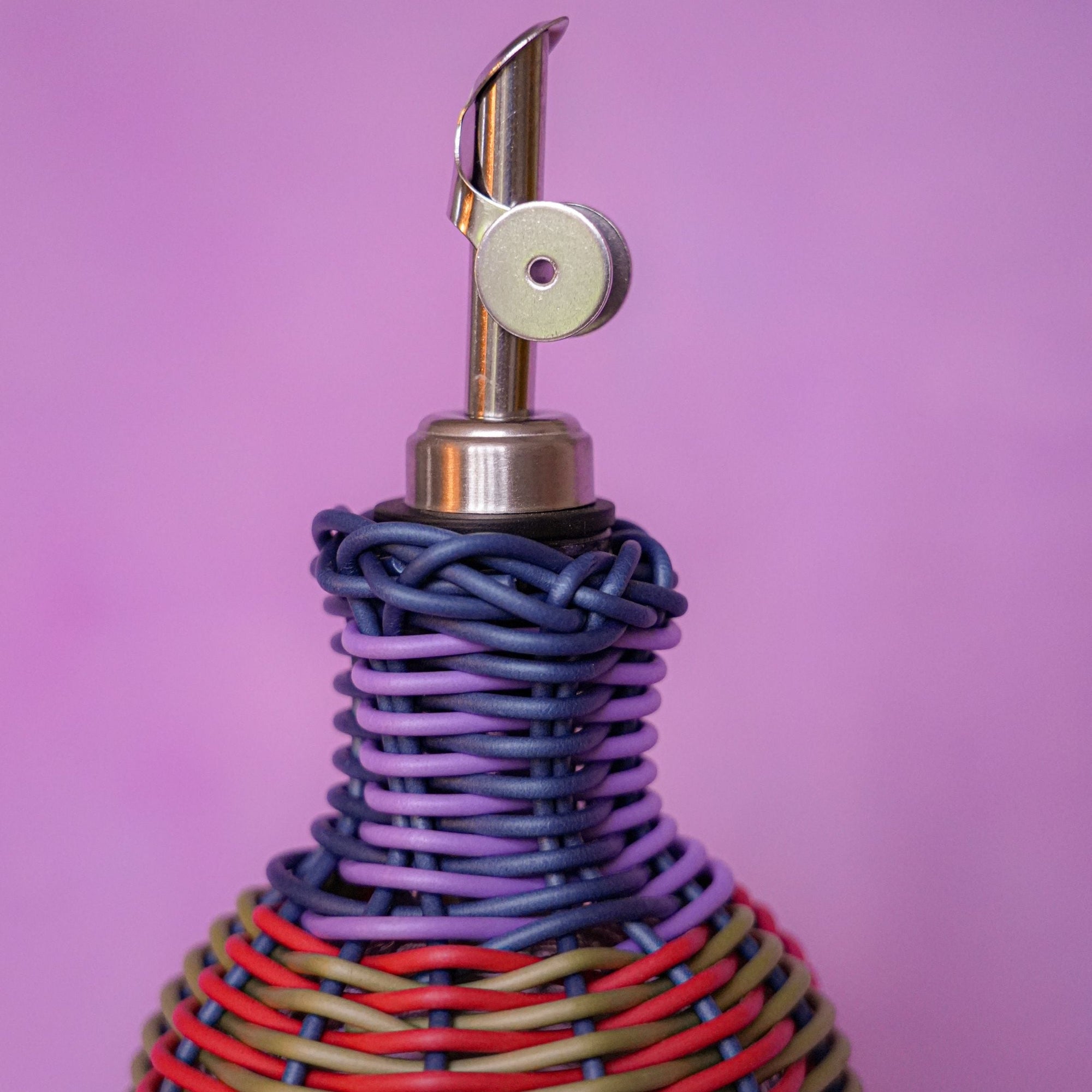 Woven Oil Pourer | Red & Olive