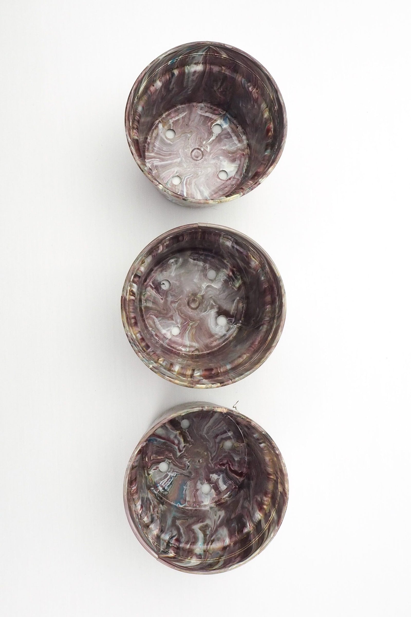 3 Vintage Marbled Plant Pots