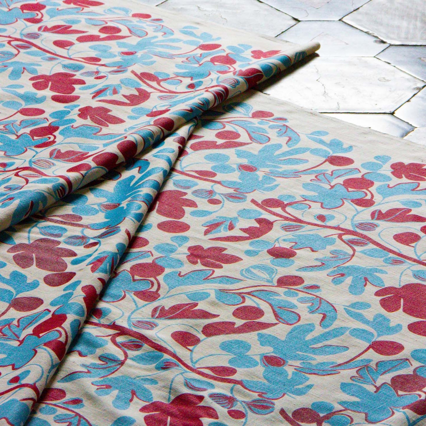 Figs Fabric (Red and Cornflower Blue)