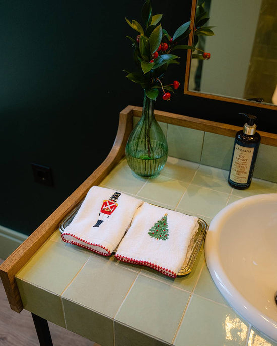 Shell Hand Towel with Christmas Pine
