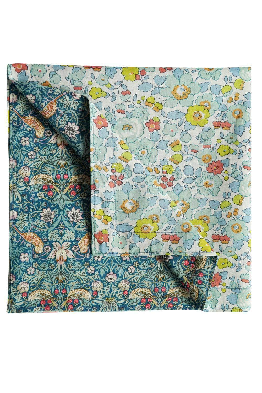 Reversible Stitch Napkin Set Made With Liberty Fabric Betsy Sage & Strawberry Thief