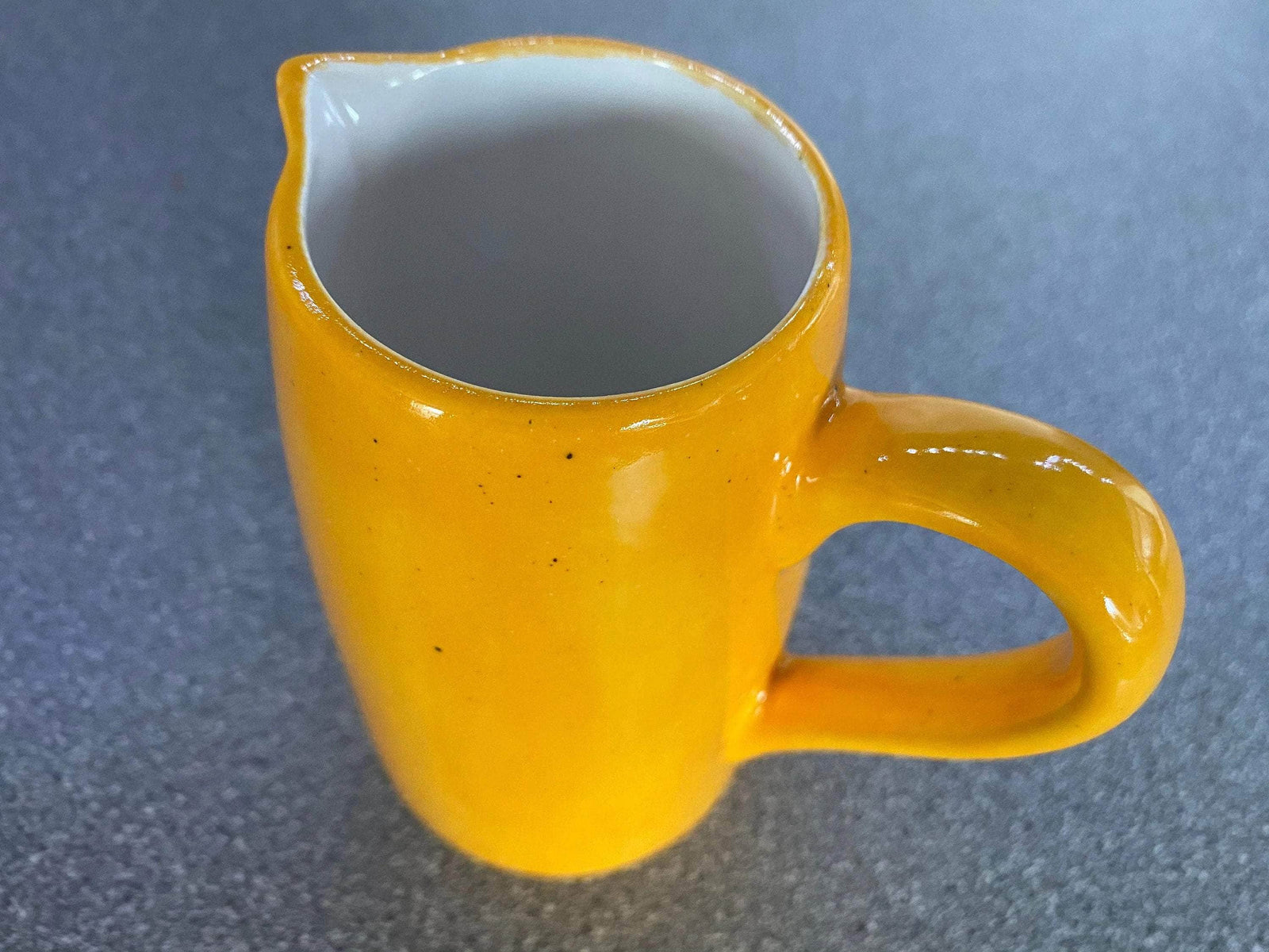 Milk Jug, Creamer, Yellow Speckled Glaze