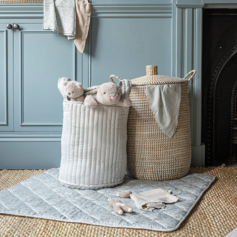 Large Quilted Storage Basket - Nature Trail / Stripe